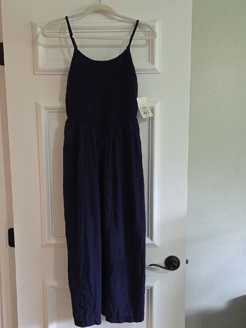 A New Day Smocked Navy Blue Midi Dress Women's S